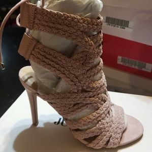 Rose braided strappy heel